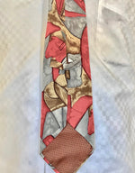 100% Silk Men’s Neck Tie by Balmain, Paris - Abstract "Art Moderne" Neutral Color Splash Foulard